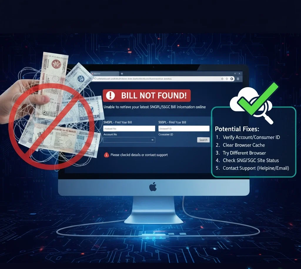 sngpl ssgc bill not showing online